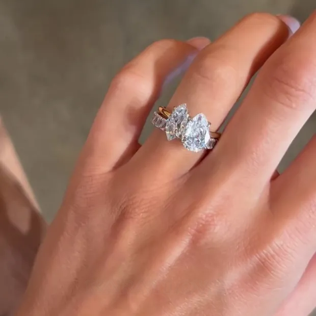 Pear Cut Marquise Cut Diamond White Classic 925 Sterling Silver Ring Set