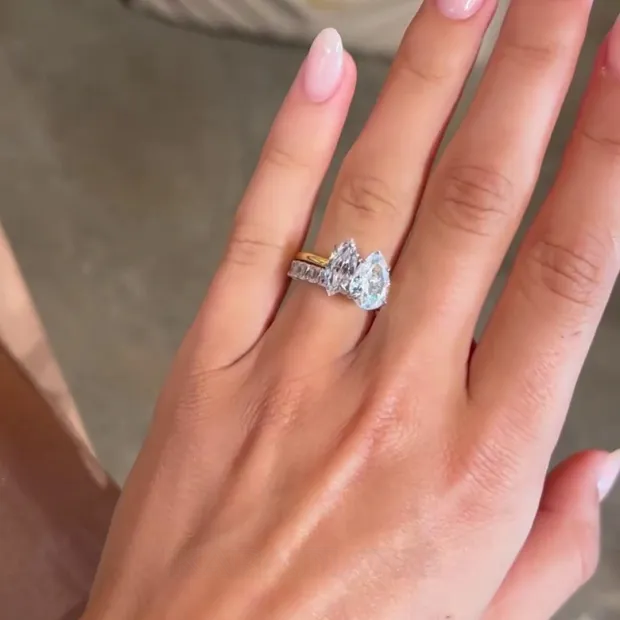 Pear Cut Marquise Cut Diamond White Classic 925 Sterling Silver Ring Set