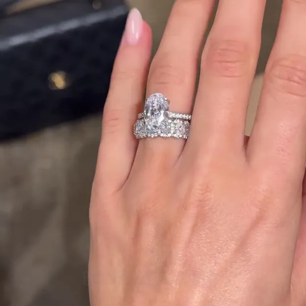 Oval Cut Diamond White Classic 925 Sterling Silver Ring Set
