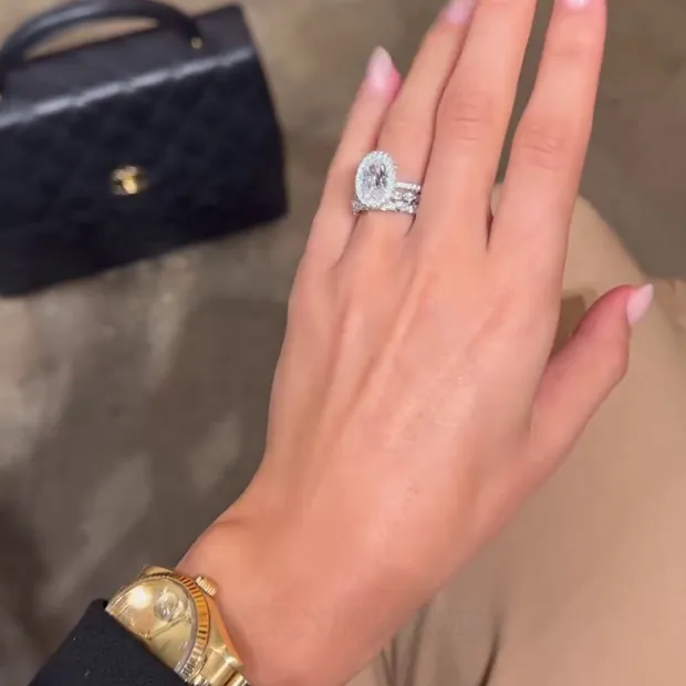 Oval Cut Diamond White Halo 3-Piece 925 Sterling Silver Ring Set