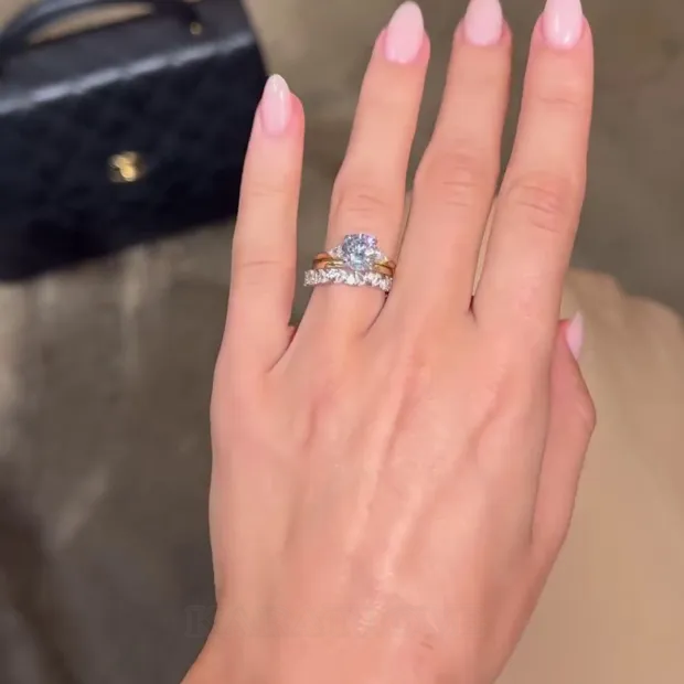 Round Cut Diamond White 3-Piece 925 Sterling Silver Yellow Gold Ring Set