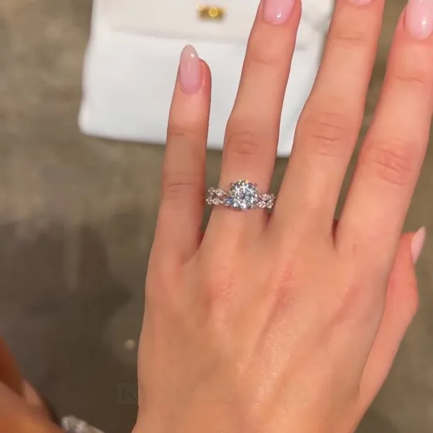 Round Cut Diamond White Classic 925 Sterling Silver Ring Set