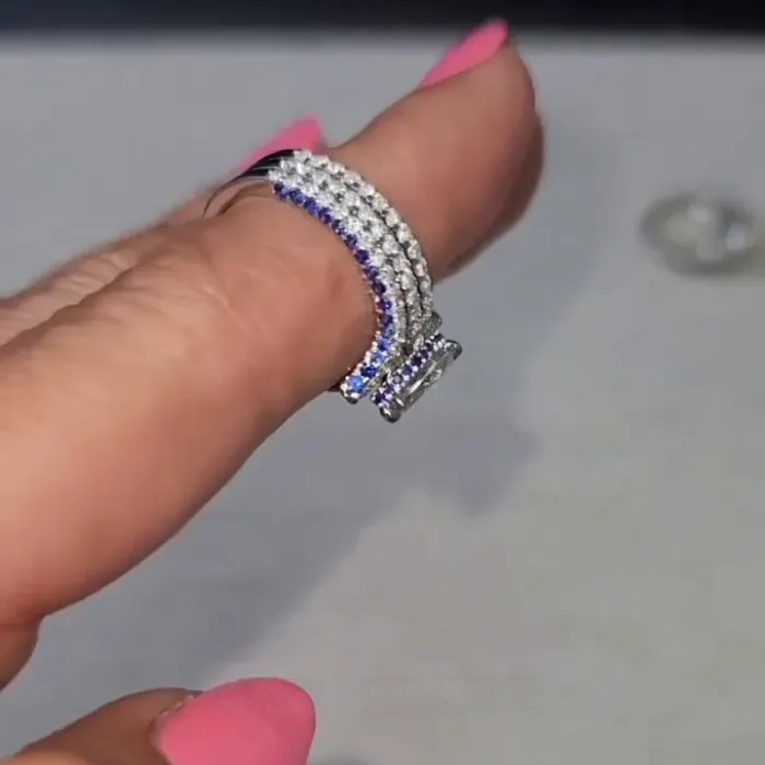Marquise Cut Diamond White 925 Sterling Silver 3-Piece Ring Set