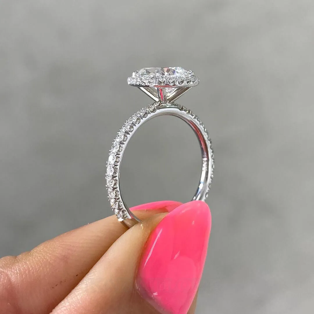 Pear Cut Diamond White Sterling Silver Halo Ring Set