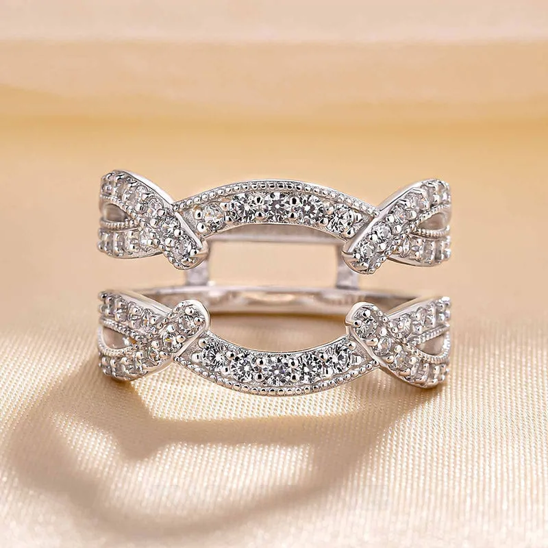 Marquise Cut Diamond White Sterling Silver 3-Stone Ring Set