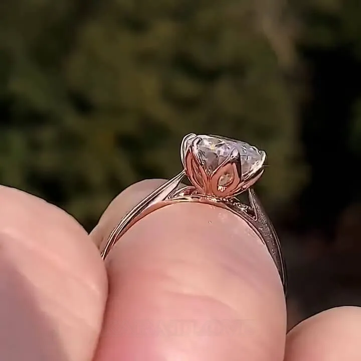 Oval Cut Diamond White Sterling Silver Rose Gold Solitaire Bridal Sets