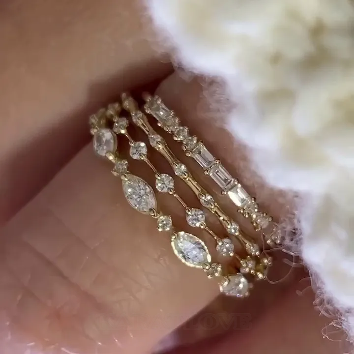 Diamond White Sterling Silver Yellow Gold 4-Piece Bridal Sets Diamond White Sterling Silver Yellow Gold 4-Piece Bridal Sets