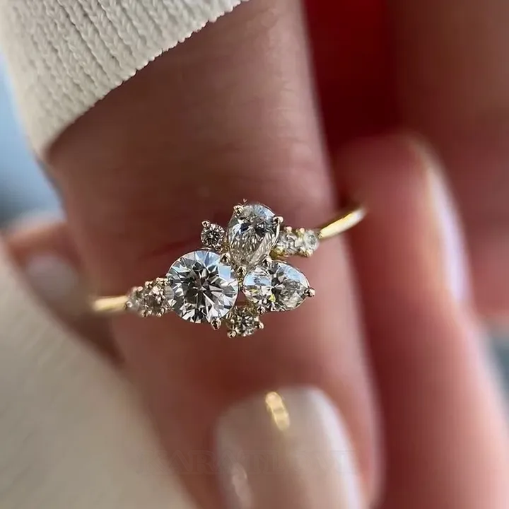 Round Cut Diamond White Sterling Silver Yellow Gold Bridal Sets