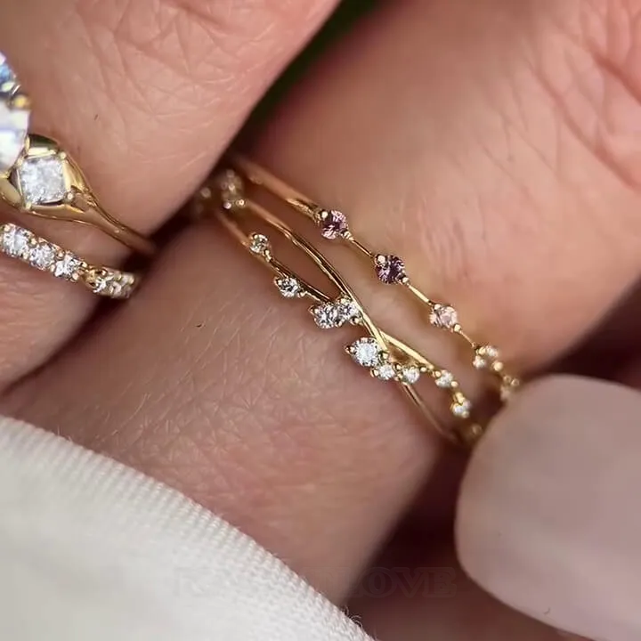 Round Cut Diamond White Sterling Silver Yellow Gold Bridal Sets