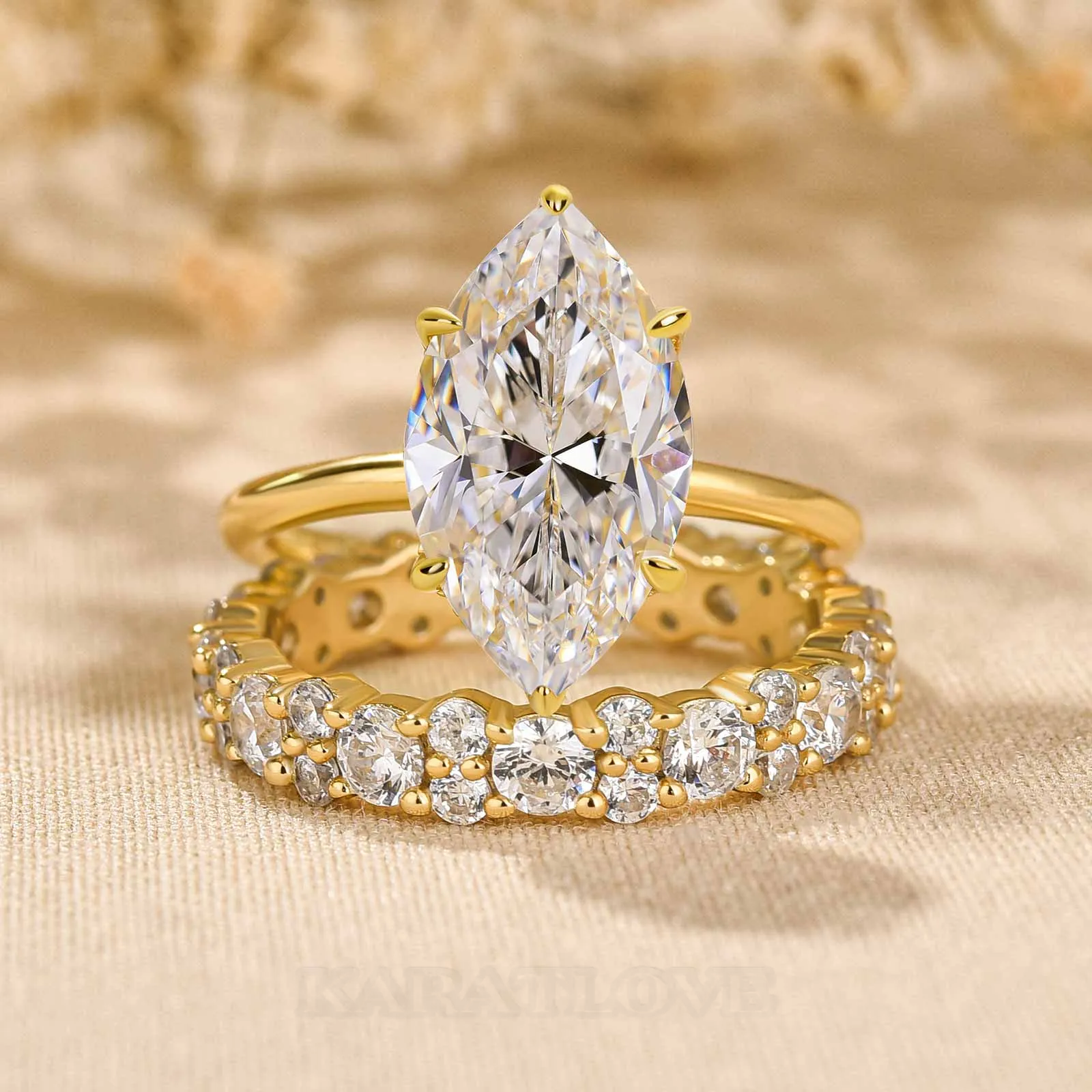 Marquise Cut Diamond White Sterling Silver Available in 3 Colors Halo Wedding Ring Set
