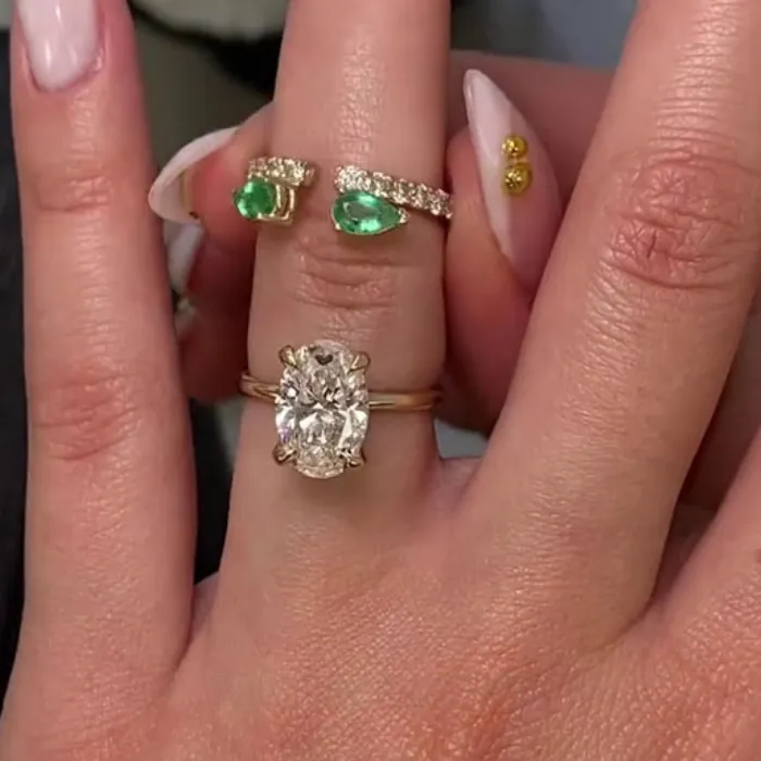 Oval Cut Diamond White 925 Sterling Silver Yellow Gold Art Deco Wedding Ring Set Oval Cut Diamond White 925 Sterling Silver Yellow Gold Art Deco Wedding Ring Set