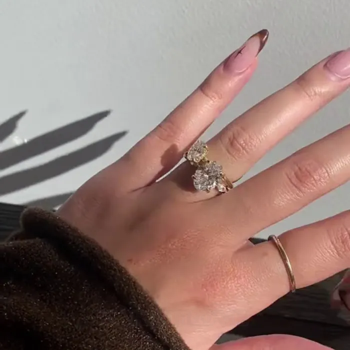 Oval Cut Diamond White 925 Sterling Silver Yellow Gold Art Deco Wedding Ring Set Oval Cut Diamond White 925 Sterling Silver Yellow Gold Art Deco Wedding Ring Set