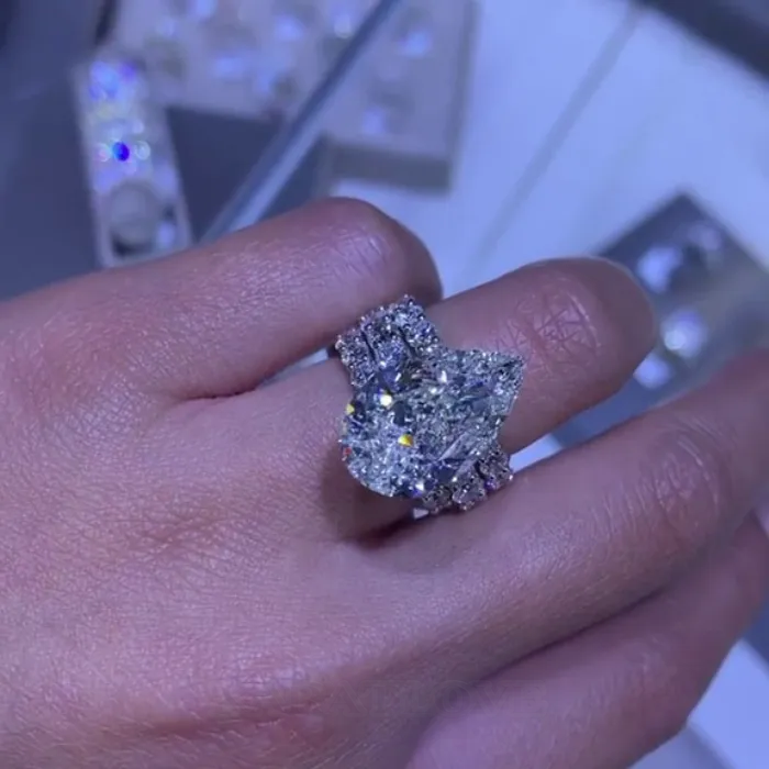 Pear Cut Diamond White 925 Sterling Silver 3-Piece Wedding Ring Set