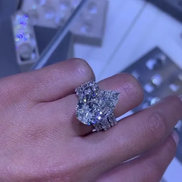 Pear Cut Diamond White 925 Sterling Silver 3-Piece Wedding Ring Set