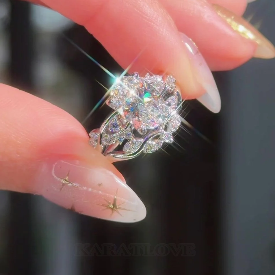 Oval Cut Diamond White Sterling Silver Intertwined Bridal Ring Sets