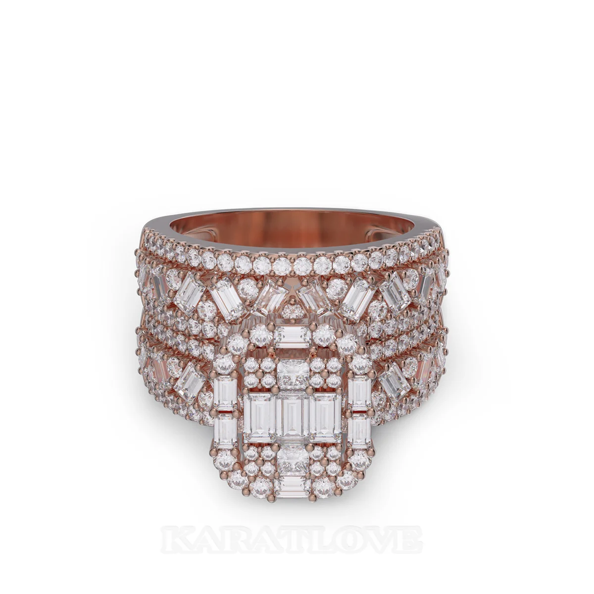 Emerald Cut Diamond White Sterling Silver Rose Gold Bridal Sets