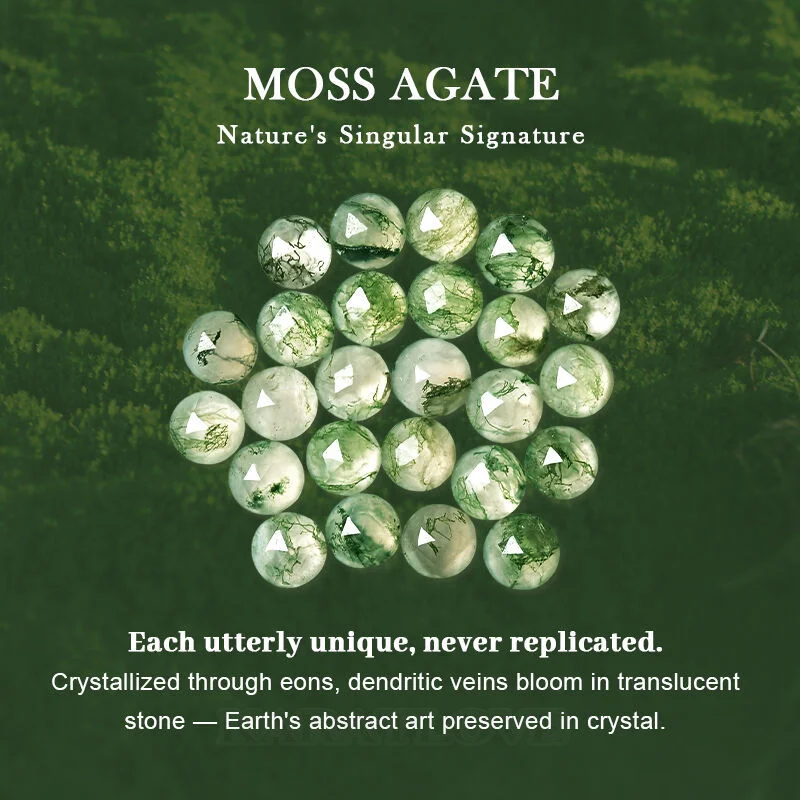 Oval Cut Green Moss Agate Nature Inspired Sterling Silver Yellow Gold Bridal Ring Set