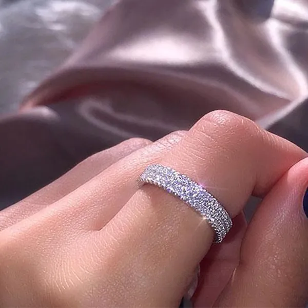 Diamond White Round Cut 925 Sterling Silver Band Diamond White Round Cut 925 Sterling Silver Band