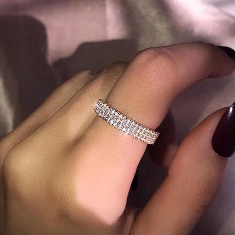 Diamond White Round Cut 925 Sterling Silver Band