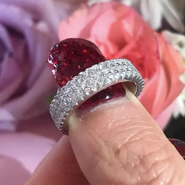 Diamond White Round Cut 925 Sterling Silver Band