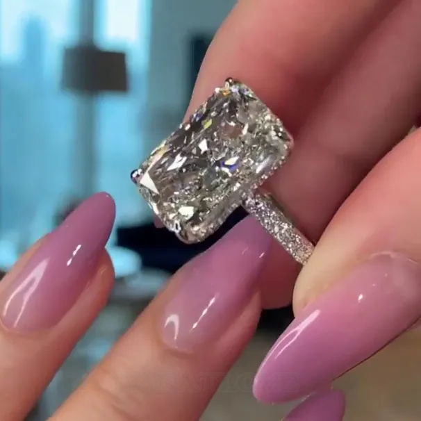 Radiant Cut Diamond White Engagement Ring in 925 Sterling Silver