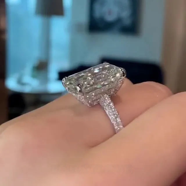 Radiant Cut Diamond White Engagement Ring in 925 Sterling Silver