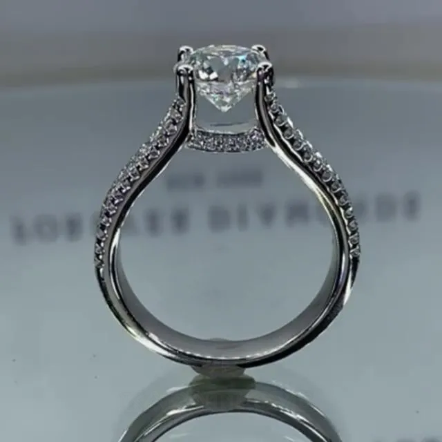 Diamond White Round Cut Engagement Ring in 925 Sterling Silver