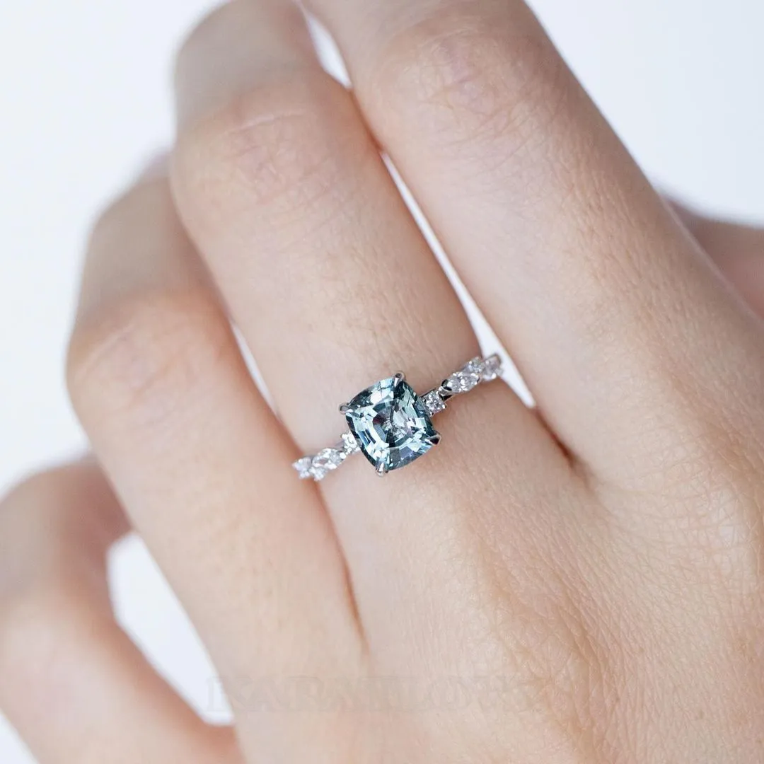 Radiant Cut Aquamarine Blue 925 Sterling Silver Engagement Ring