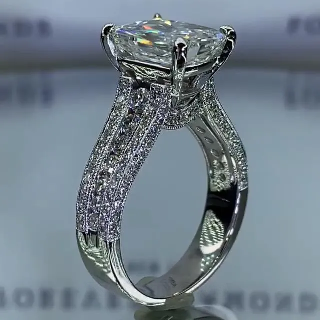 Diamond White Radiant Cut Engagement Ring in 925 Sterling Silver Diamond White Radiant Cut Engagement Ring in 925 Sterling Silver