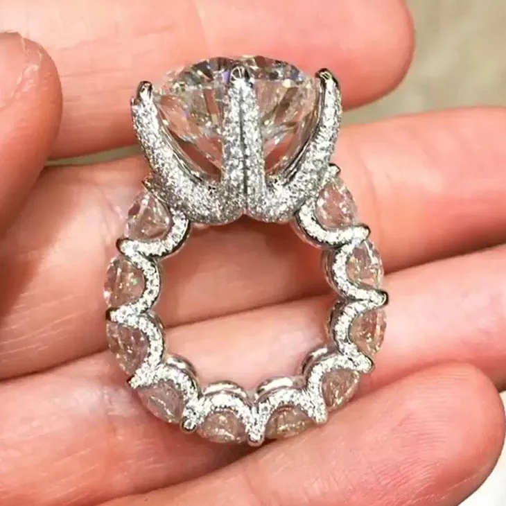 Round Cut Diamond White Engagement Ring in 925 Sterling Silver