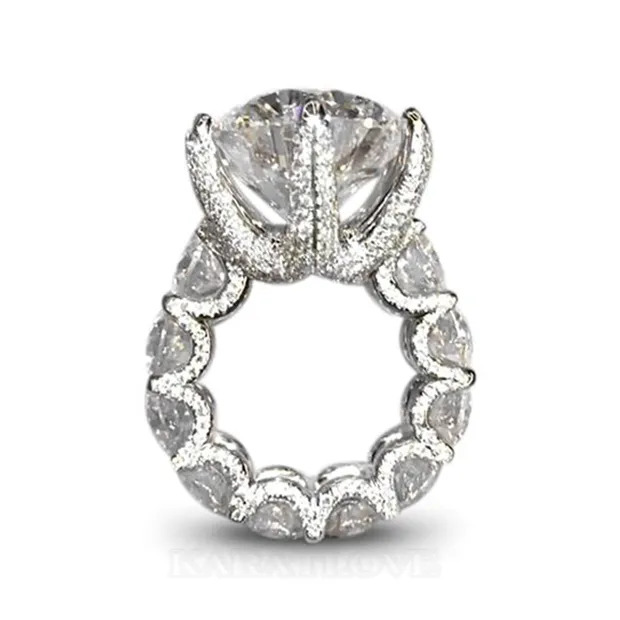 Round Cut Diamond White Engagement Ring in 925 Sterling Silver
