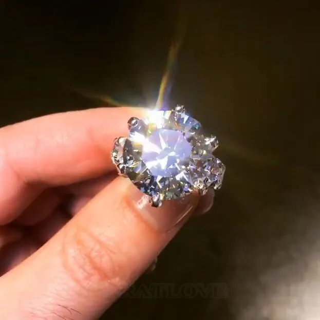 Round Cut Diamond White Engagement Ring in 925 Sterling Silver