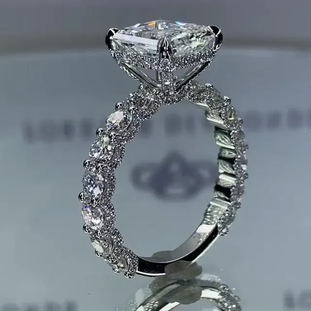 Diamond White Radiant Cut Engagement Ring in 925 Sterling Silver Diamond White Radiant Cut Engagement Ring in 925 Sterling Silver