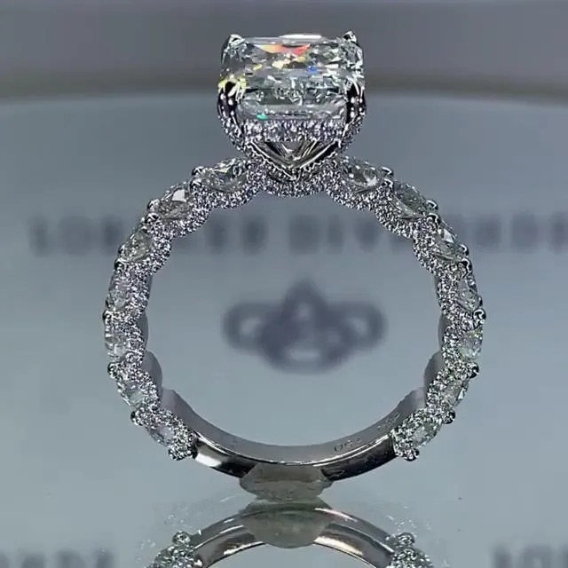 Diamond White Radiant Cut Engagement Ring in 925 Sterling Silver