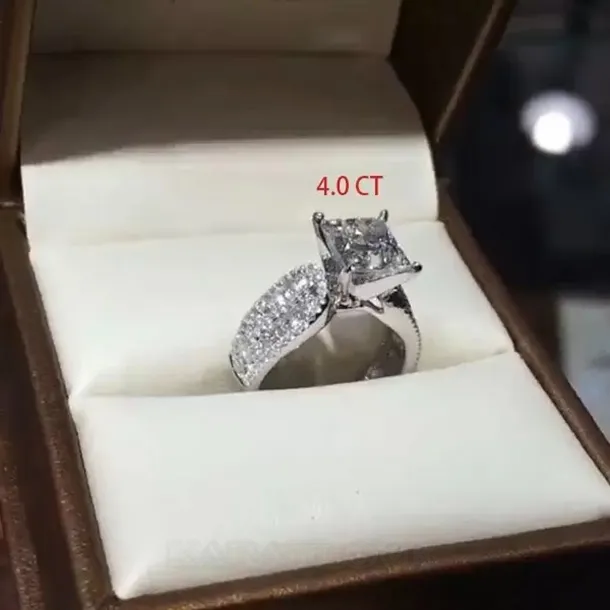 Princess Cut Diamond White 925 Sterling Silver Engagement Ring Princess Cut Diamond White 925 Sterling Silver Engagement Ring