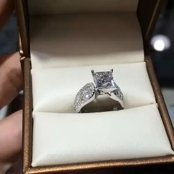 Princess Cut Diamond White 925 Sterling Silver Engagement Ring