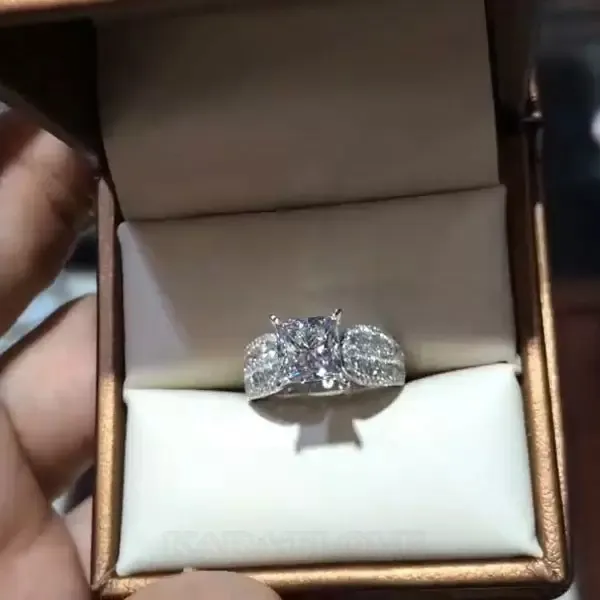 Princess Cut Diamond White 925 Sterling Silver Engagement Ring