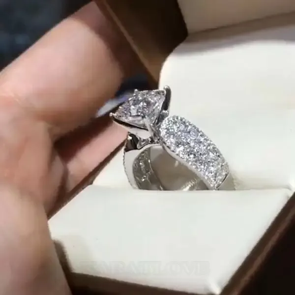 Princess Cut Diamond White 925 Sterling Silver Engagement Ring