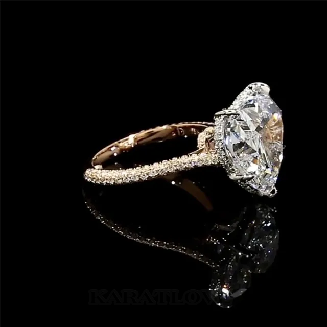 Diamond White Heart Cut 925 Sterling Silver Gold Engagement Ring
