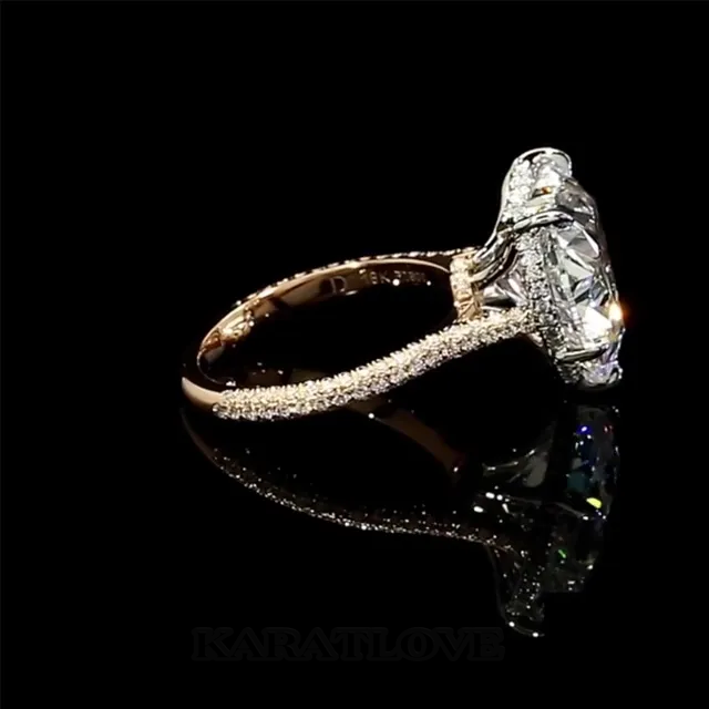 Diamond White Heart Cut 925 Sterling Silver Gold Engagement Ring