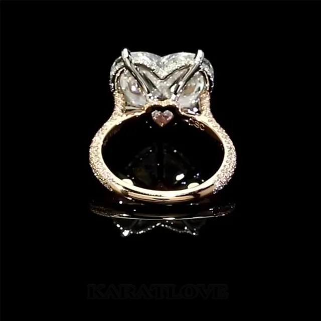 Diamond White Heart Cut 925 Sterling Silver Gold Engagement Ring