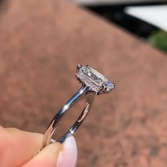 Diamond White Radiant Cut Classic Engagement Ring in 925 Sterling Silver