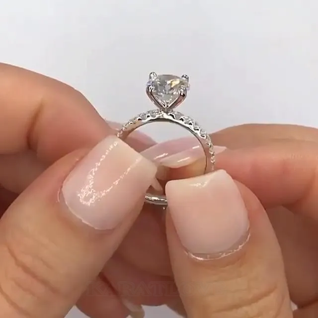 Round Cut Diamond White Engagement Ring in 925 Sterling Silver