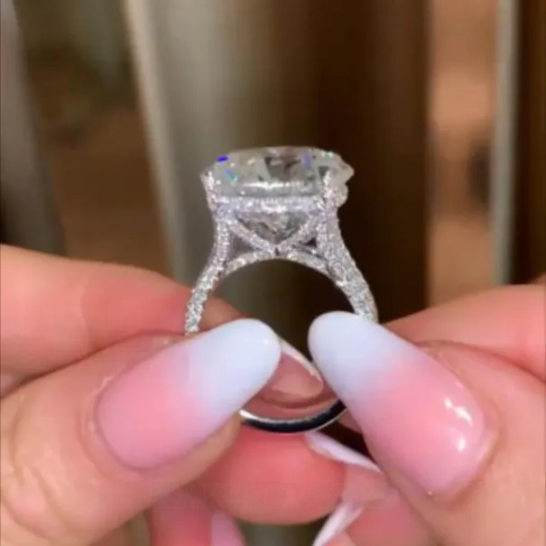 Diamond White Round Cut 925 Sterling Silver Engagement Ring Diamond White Round Cut 925 Sterling Silver Engagement Ring