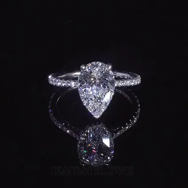 Pear Cut Diamond White 925 Sterling Silver Halo Engagement Ring