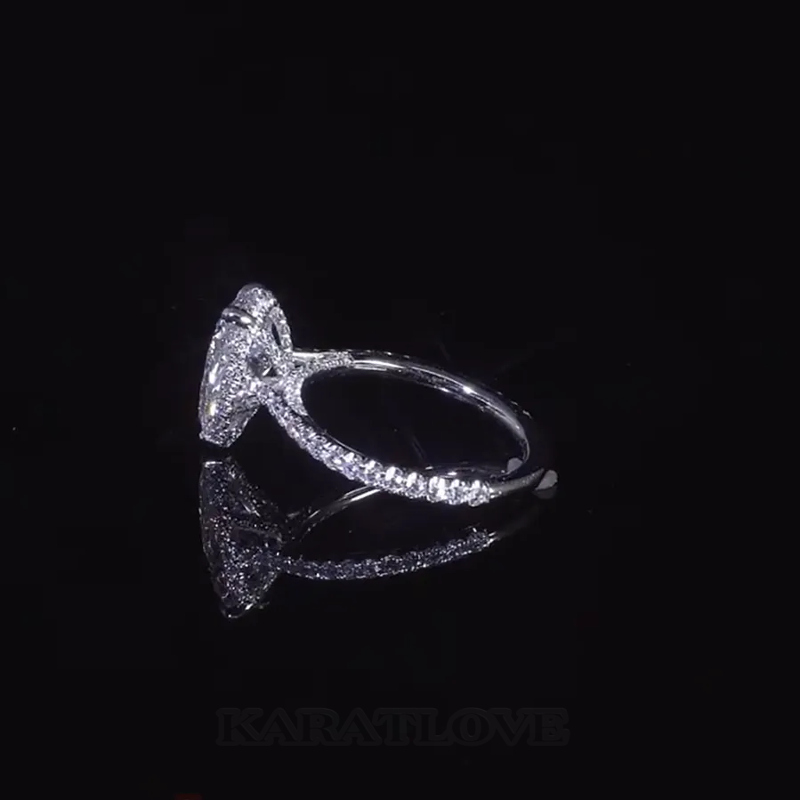 Pear Cut Diamond White 925 Sterling Silver Halo Engagement Ring
