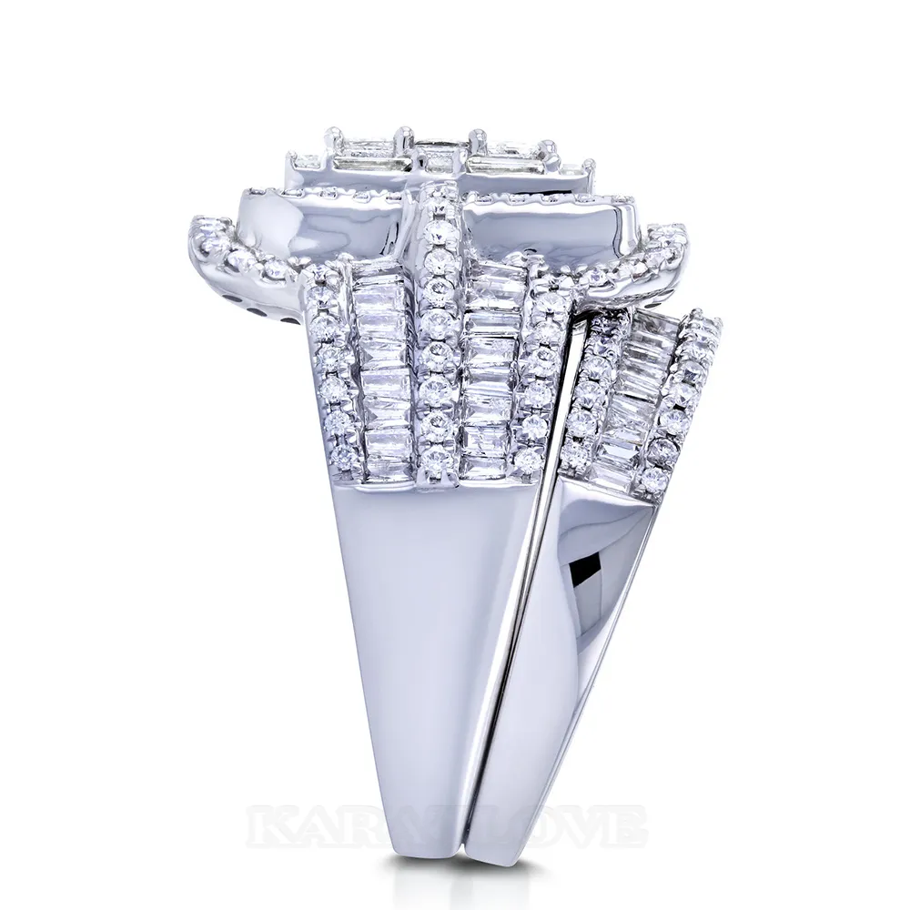 Princess Cut Diamond White Sterling Silver Halo Bridal Sets