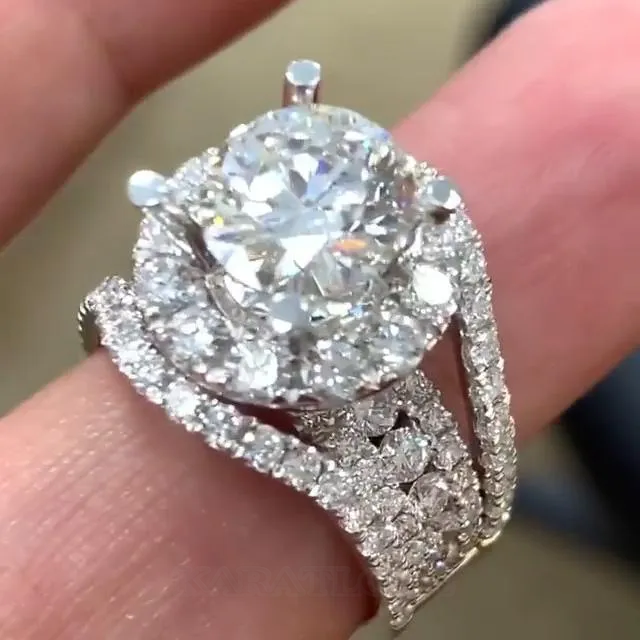 Diamond White Round Cut 3-Piece Halo Bridal Sets in Sterling Silver