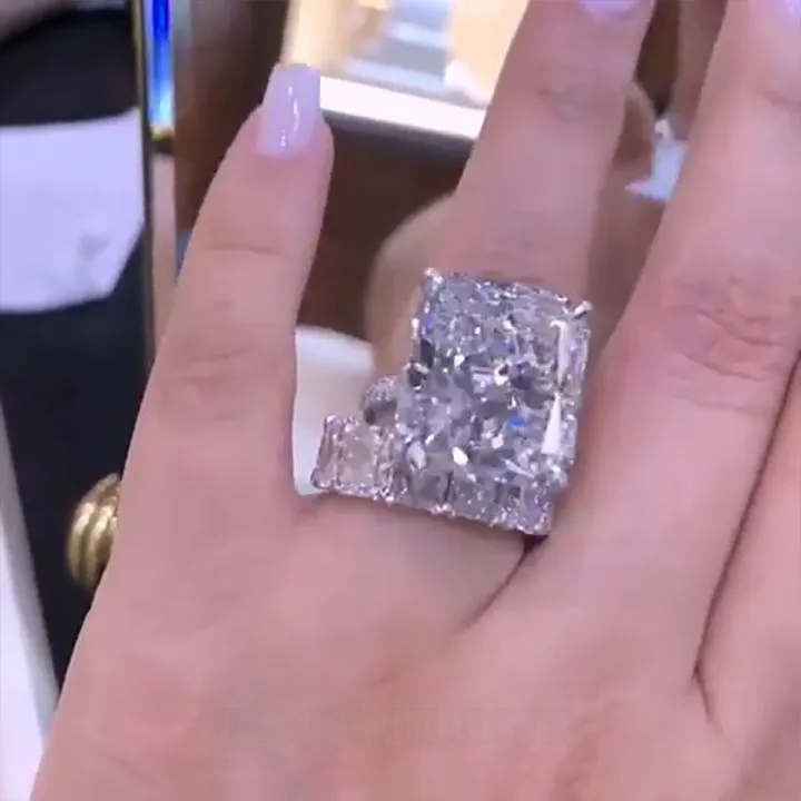 Diamond White Radiant Cut 925 Sterling Silver Bridal Sets