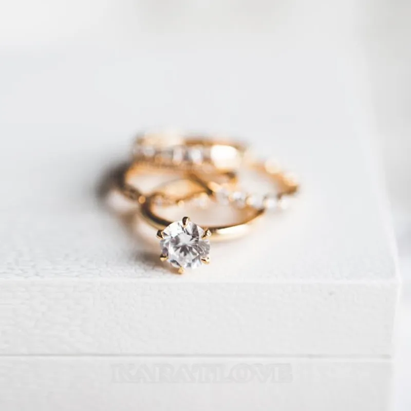 Round Cut Diamond White Gold Bridal Sets in 925 Sterling Silver